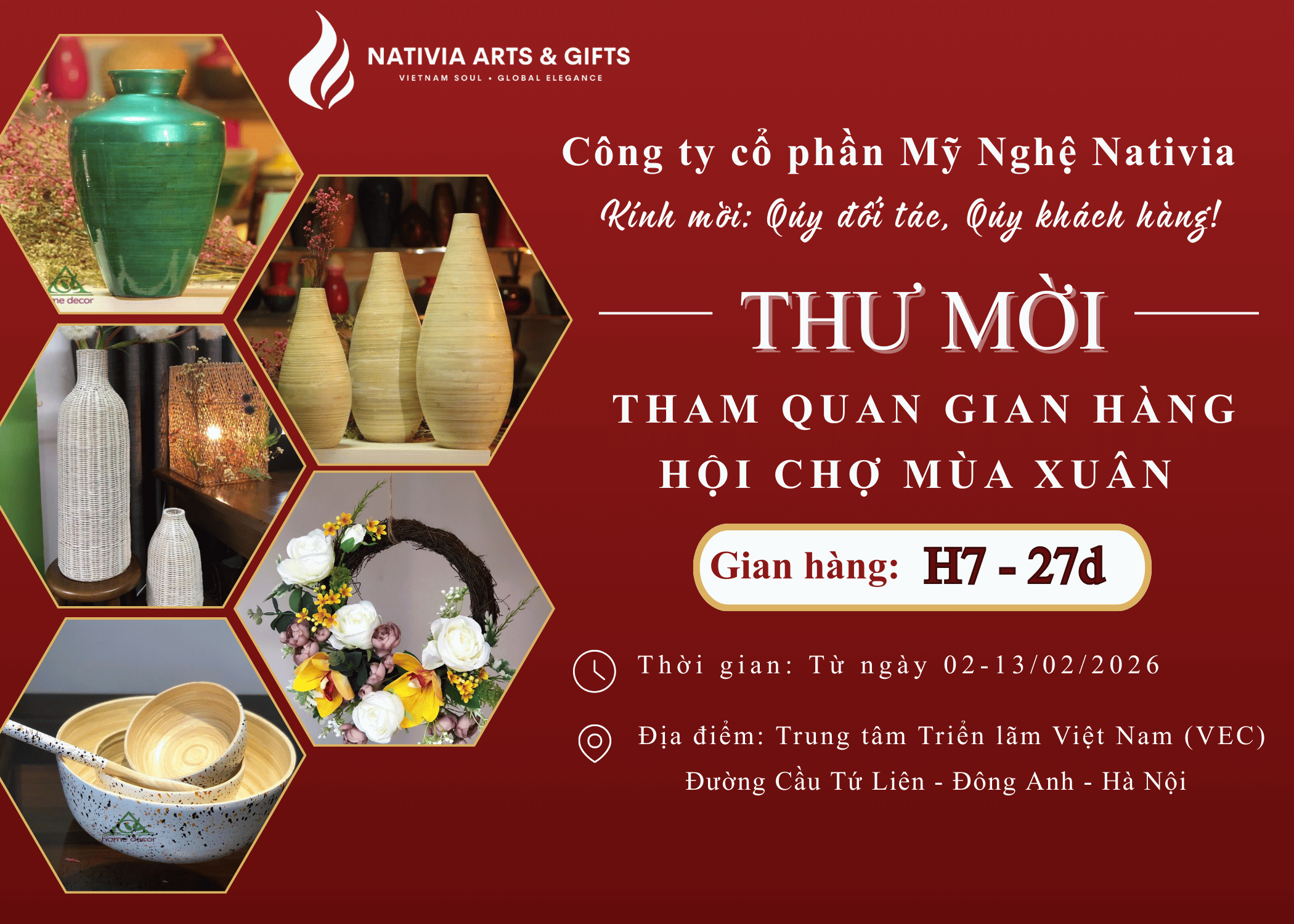 Thư mời tham quan gian hàng đồ thủ công mỹ nghệ Nativia