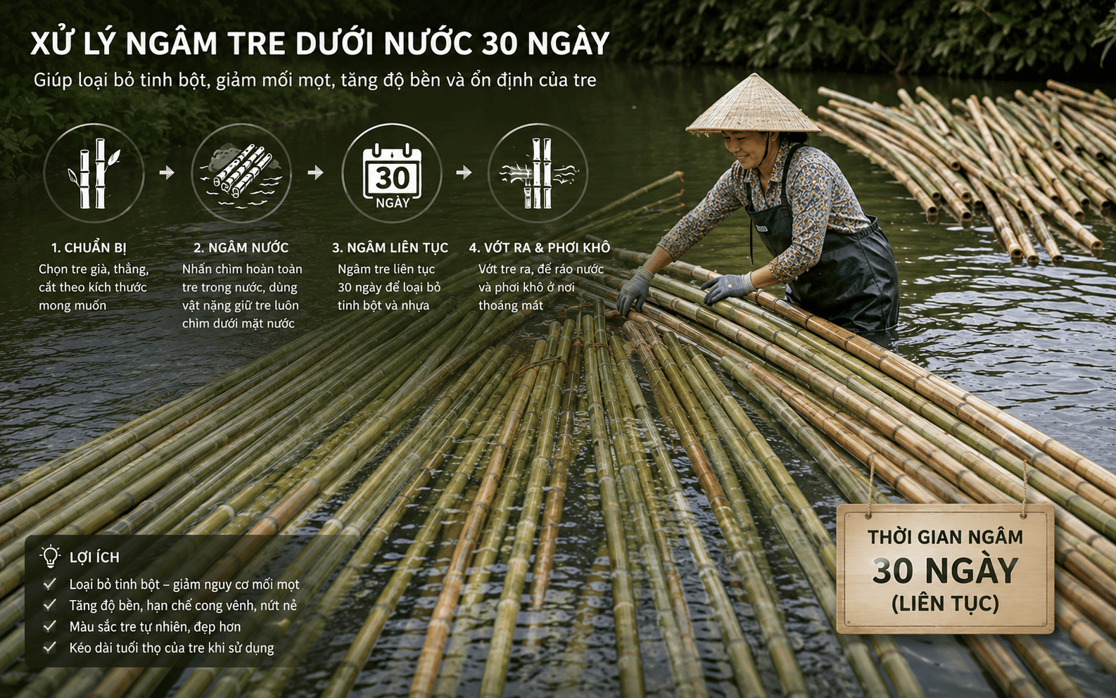 Vì Sao Tre Phải Ngâm Dưới Nước 30 Ngày? Bí Quyết Giúp Tre Bền Đẹp Theo Thời Gian