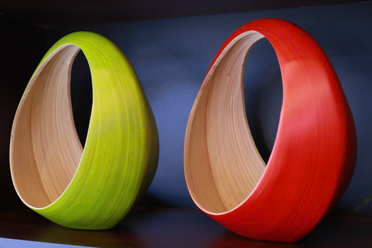 Lẵng tre cuốn lộ vân (lẵng hoa, quả)