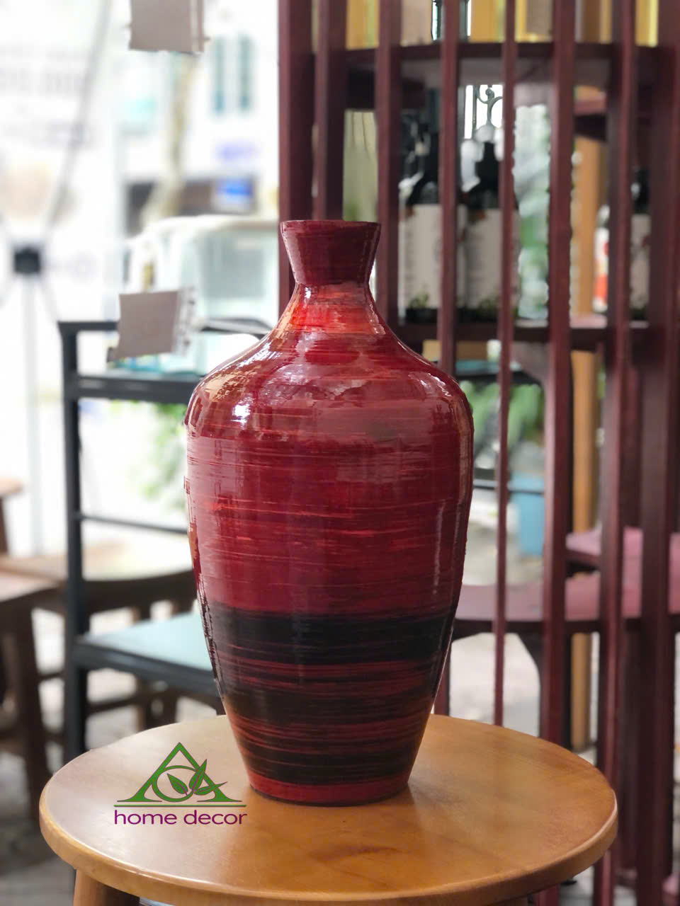 Bình tre cuốn lộ vân - màu đỏ